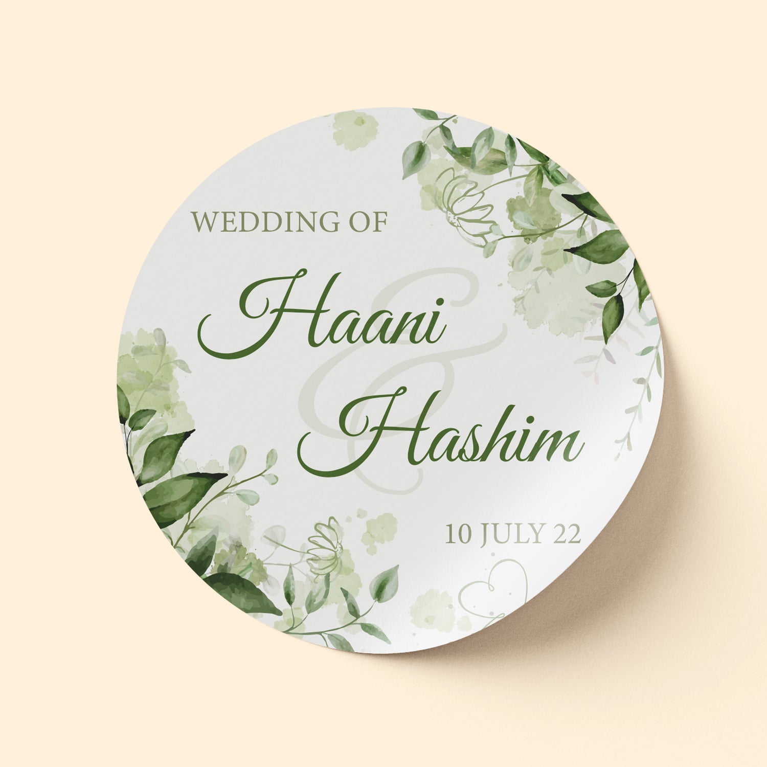 Botanical Green Wedding Sticker