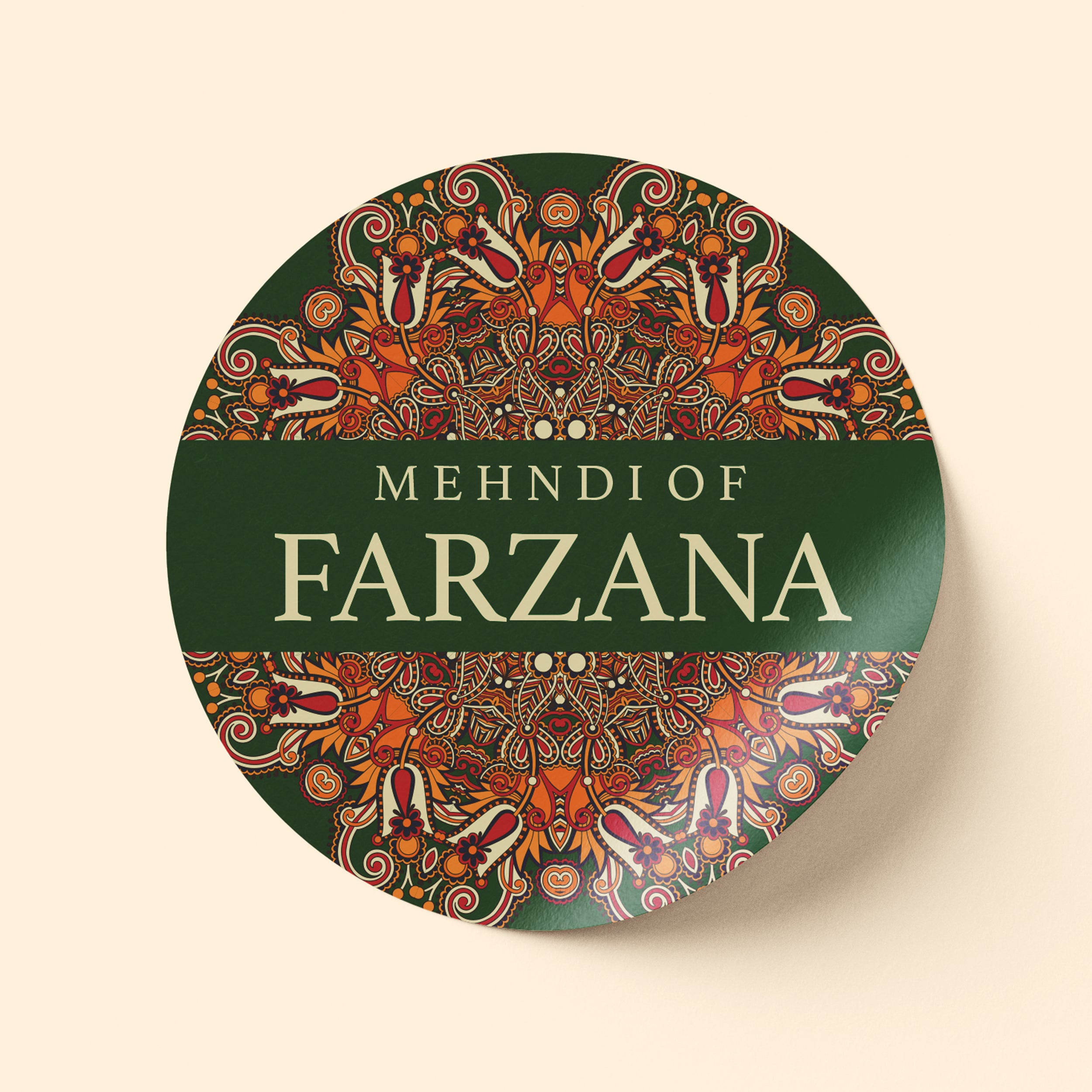Orange and Green Mehndi Sticker