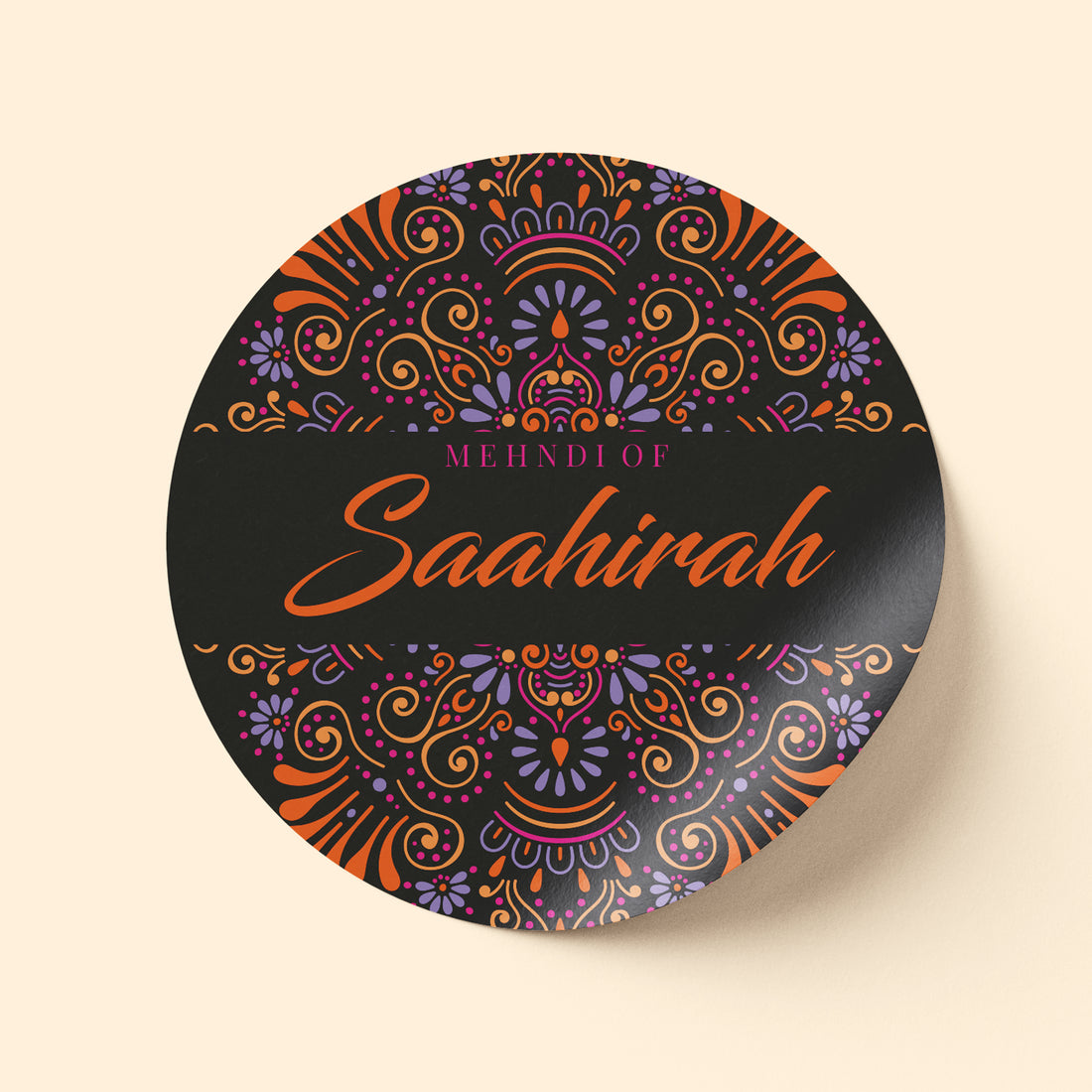 Black and Orange Ornament Mehndi Sticker