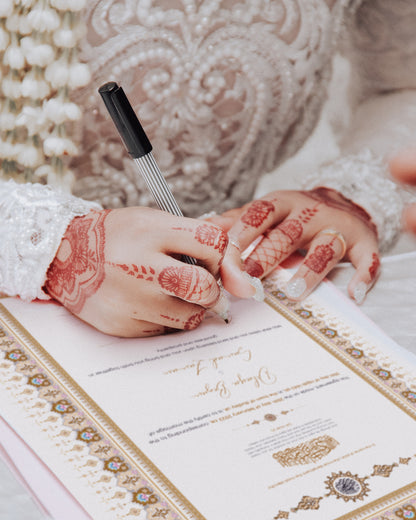 White Ornament Turkish Nikah Nama 