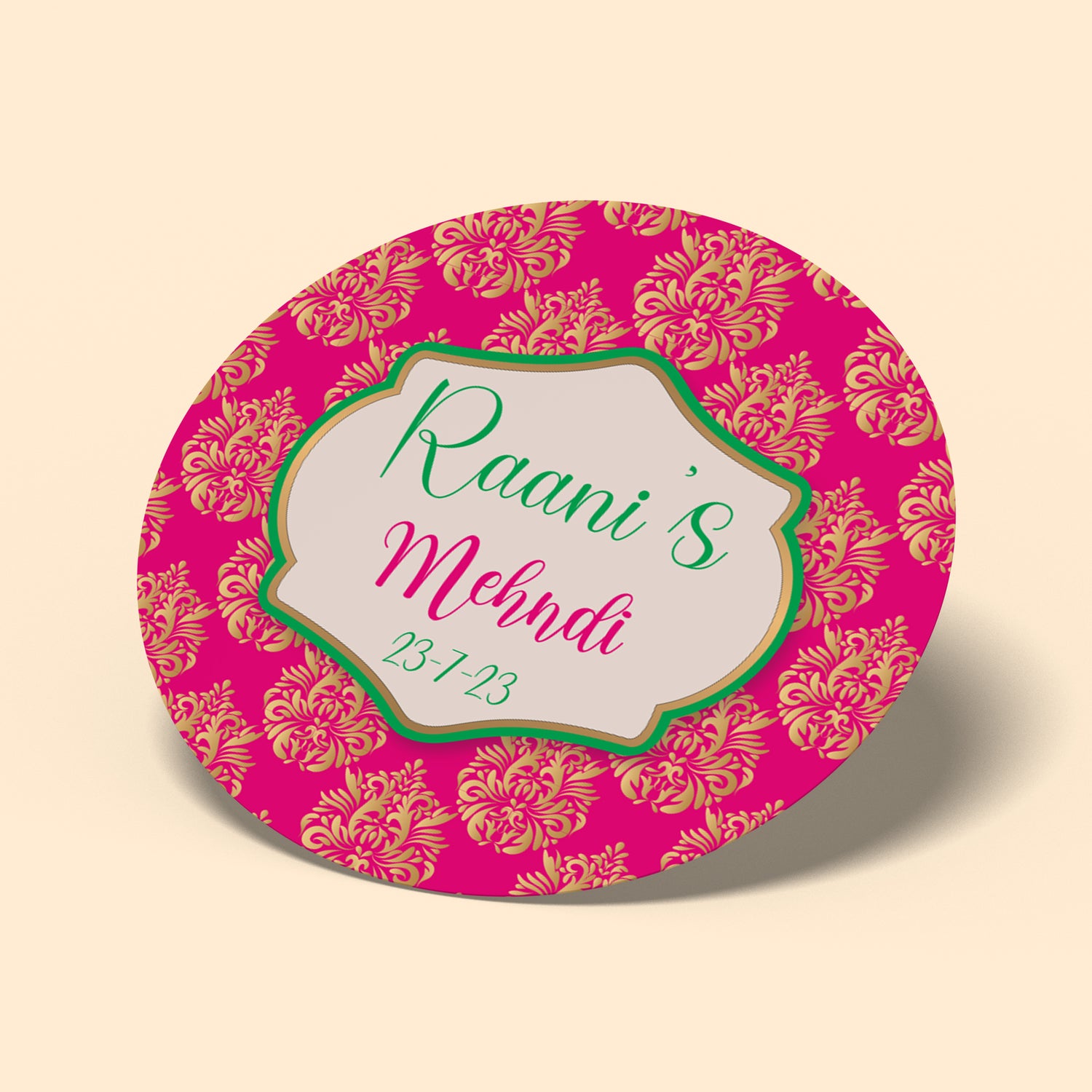 Pink and Gold Mehndi Sticker