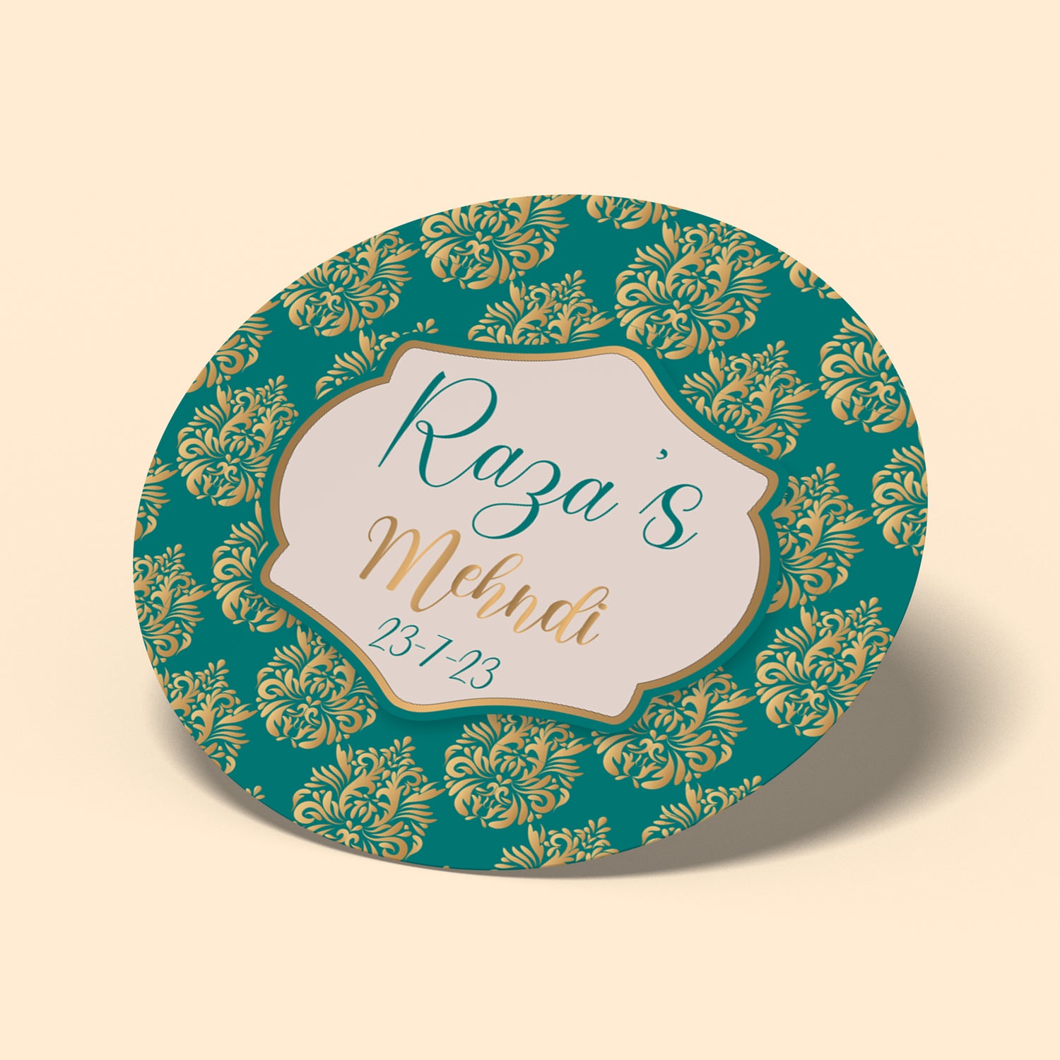 Teal and Gold Mehndi Sticker