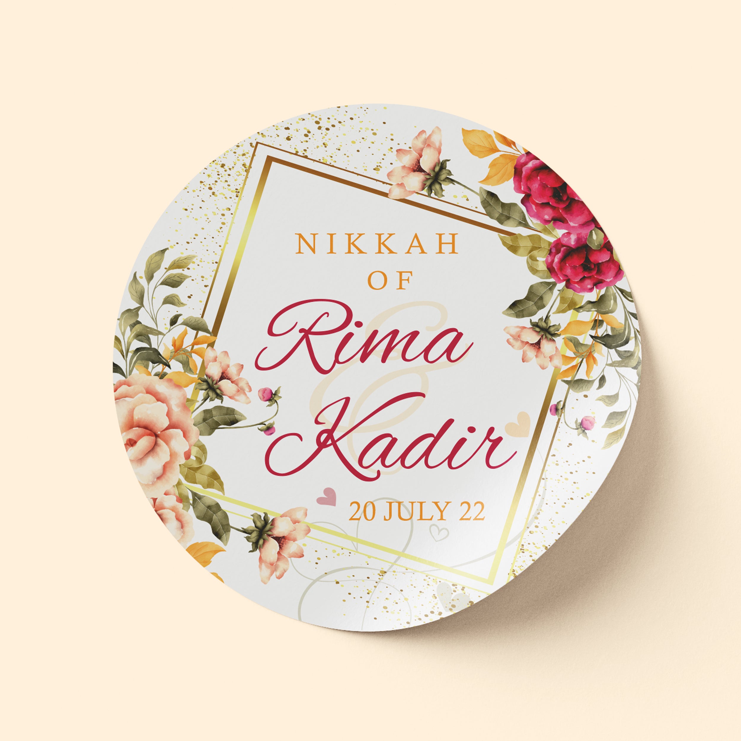 Vibrant Floral Wedding Sticker