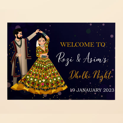 Navy Starlight Dholki Welcome Sign