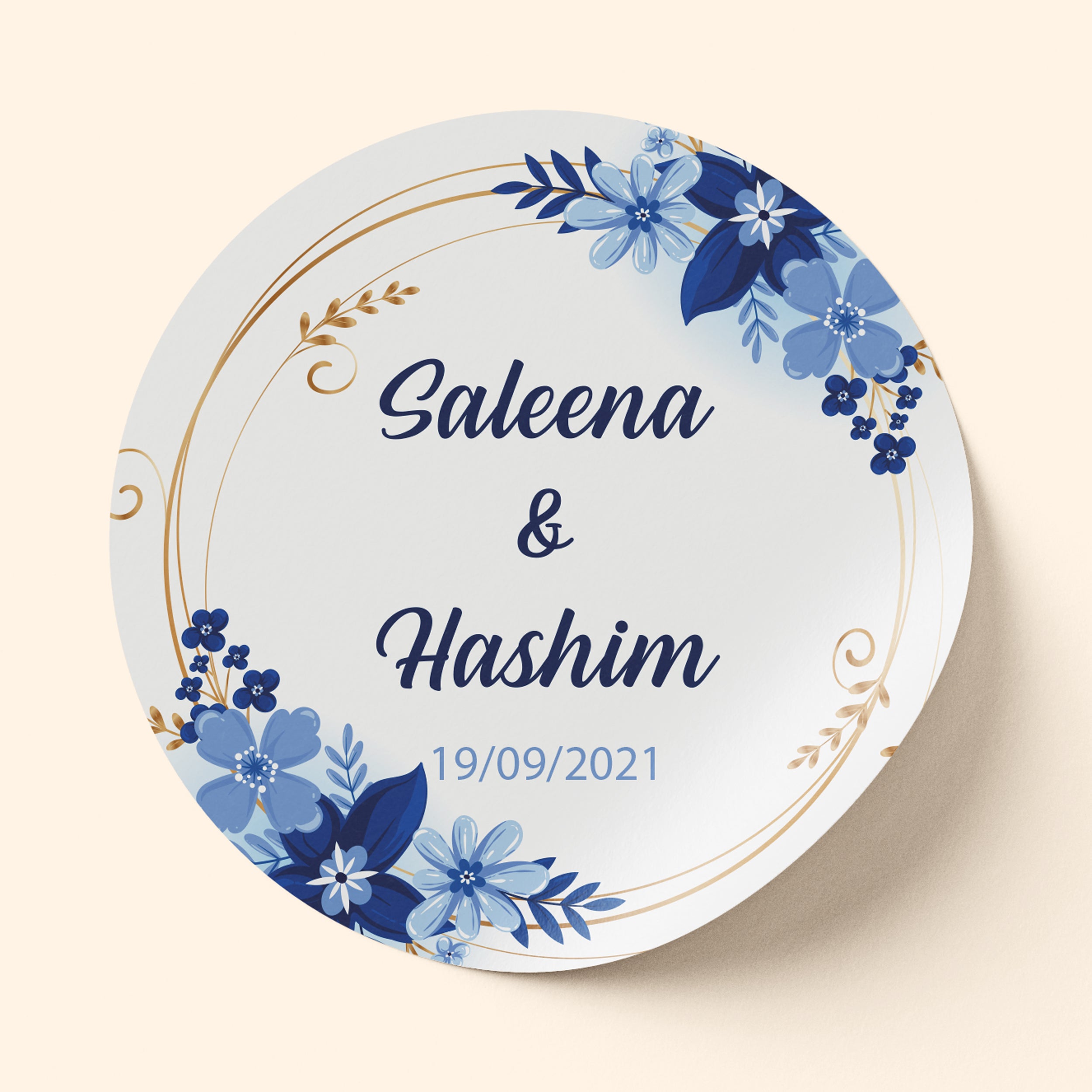 Floral Blue Wedding Sticker