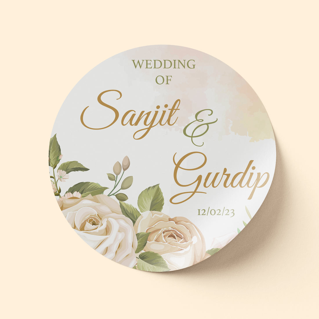 Beige Watercolour Wedding Sticker