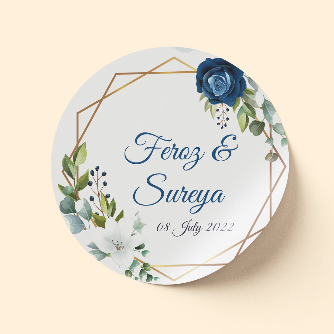 Blue Wreath Wedding Sticker