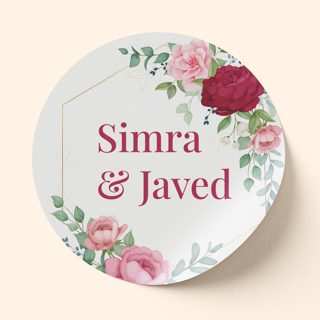 Red and Pink Botanical Wedding Sticker