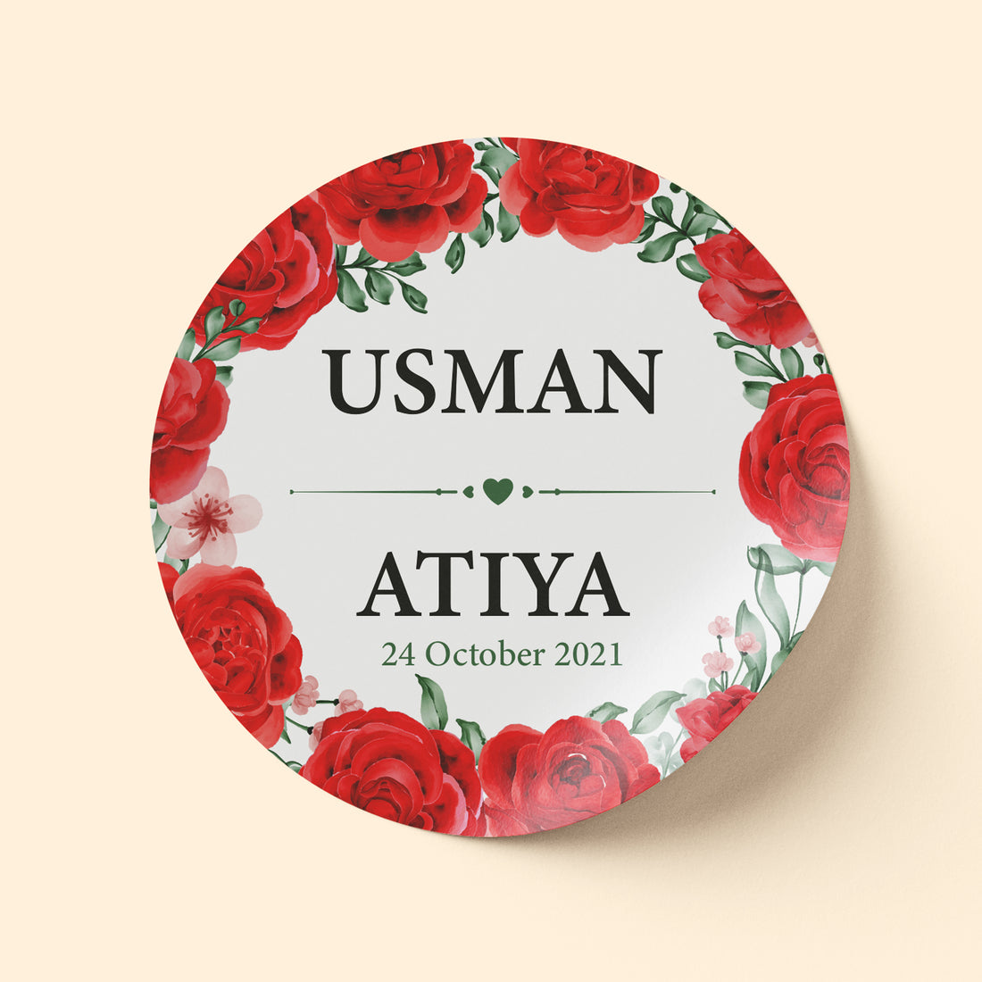 Red Flower Wreath Wedding Sticker