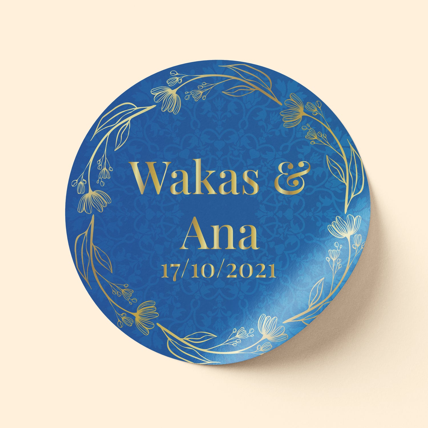 Blue and Gold Ring Wedding Sticker
