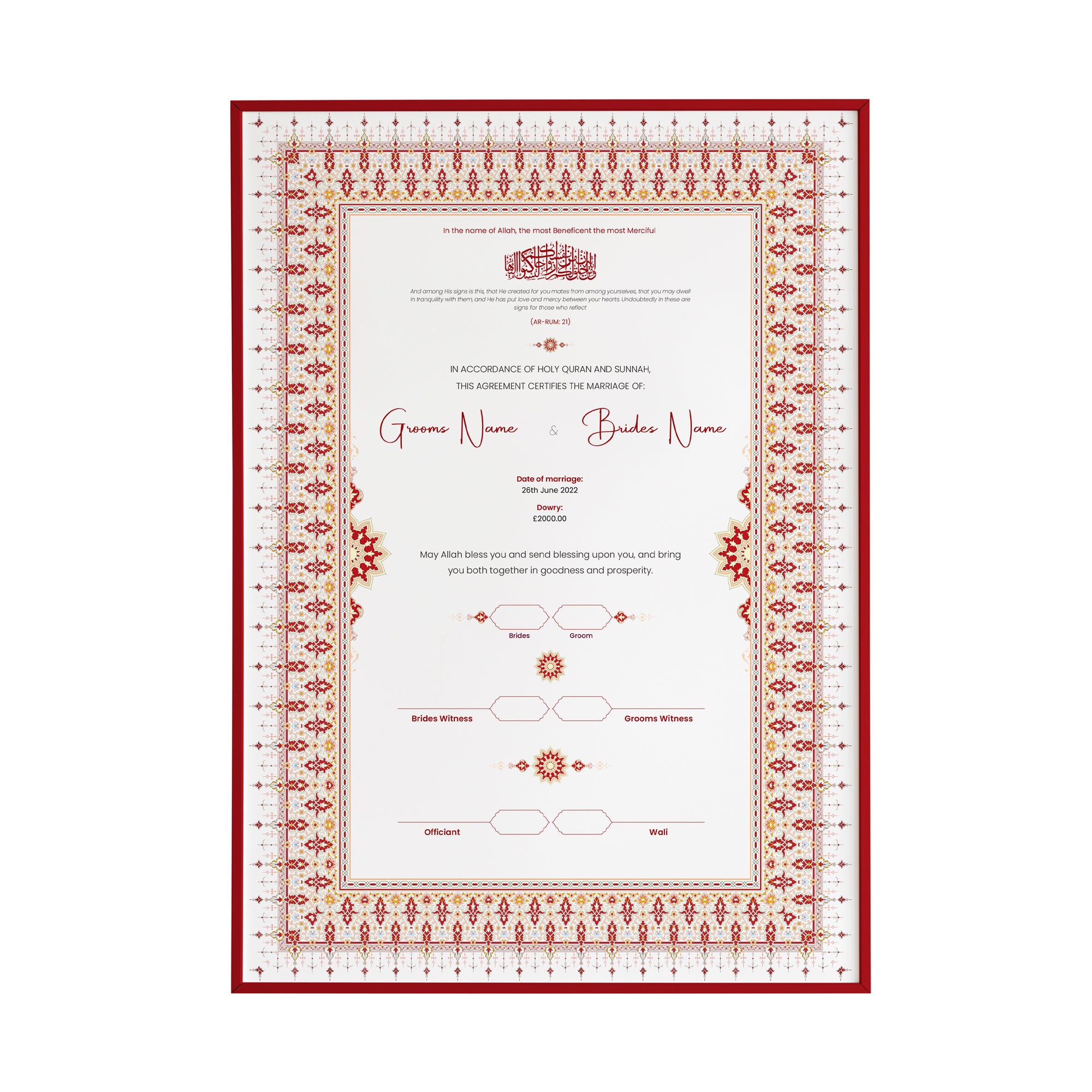 White and Red Nikah Nama