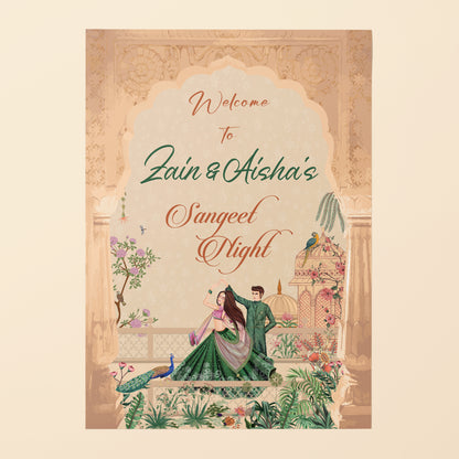 Vintage beige Sangeet Welcome Sign